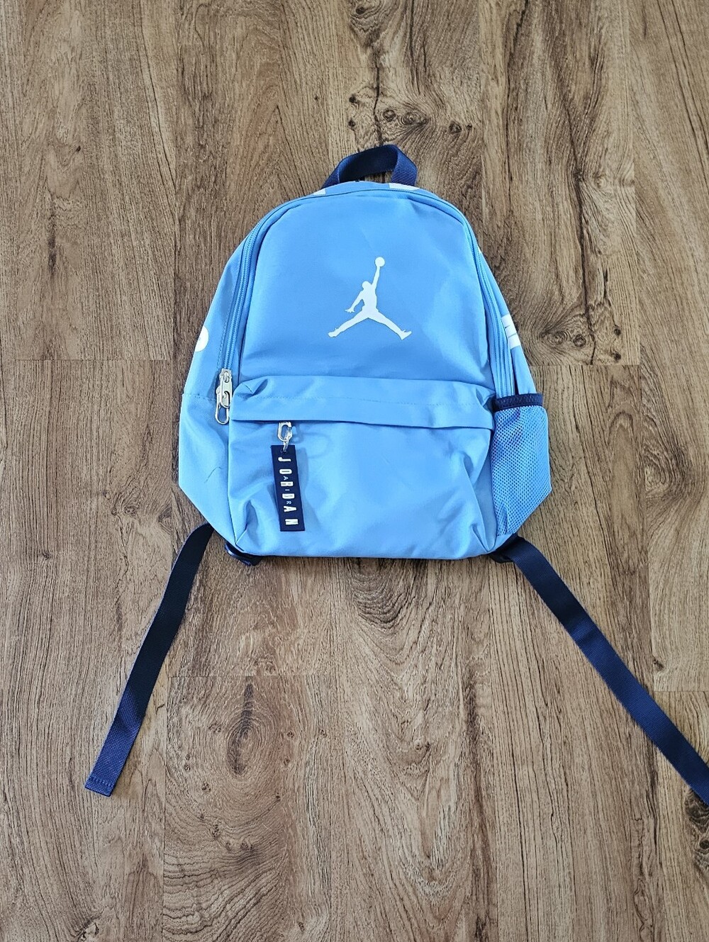 Kids Jordan Light Blue Backpack with White Jumpman Logo